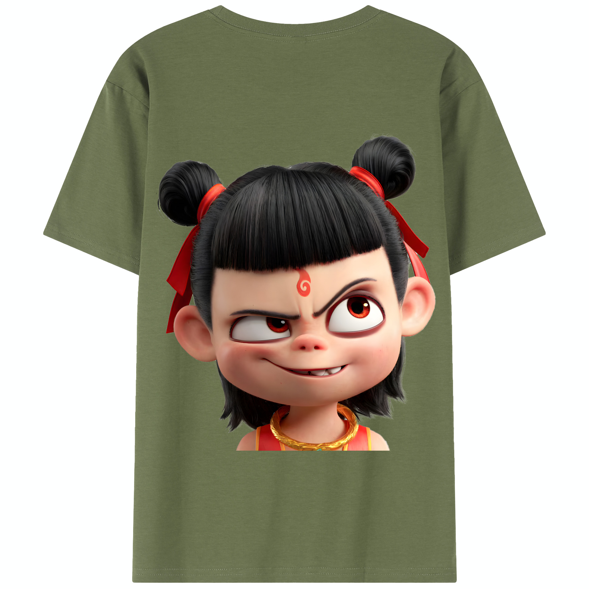 （画像用） Ne Zha 2 ナタ 魔童の大暴れ 綿100％半袖Tシャツ（背面プリント）